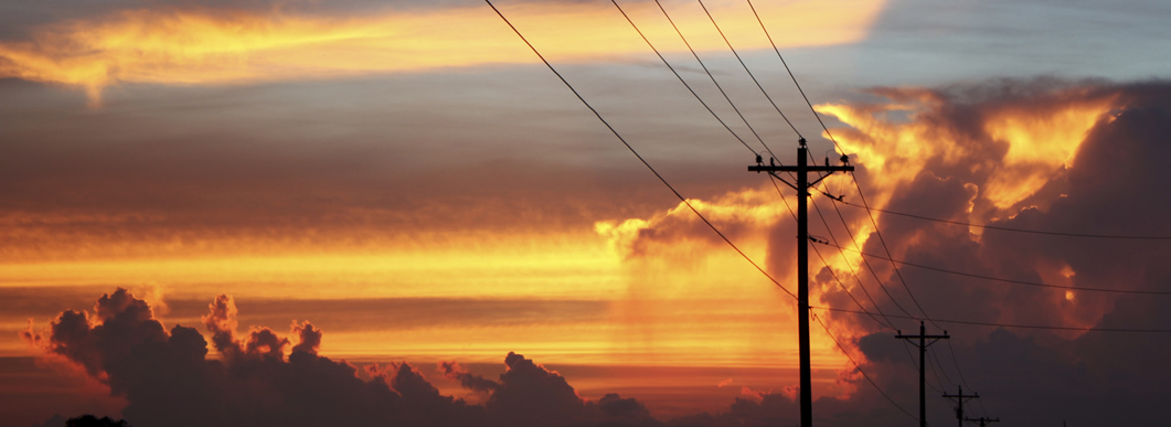 Power poles with sunset